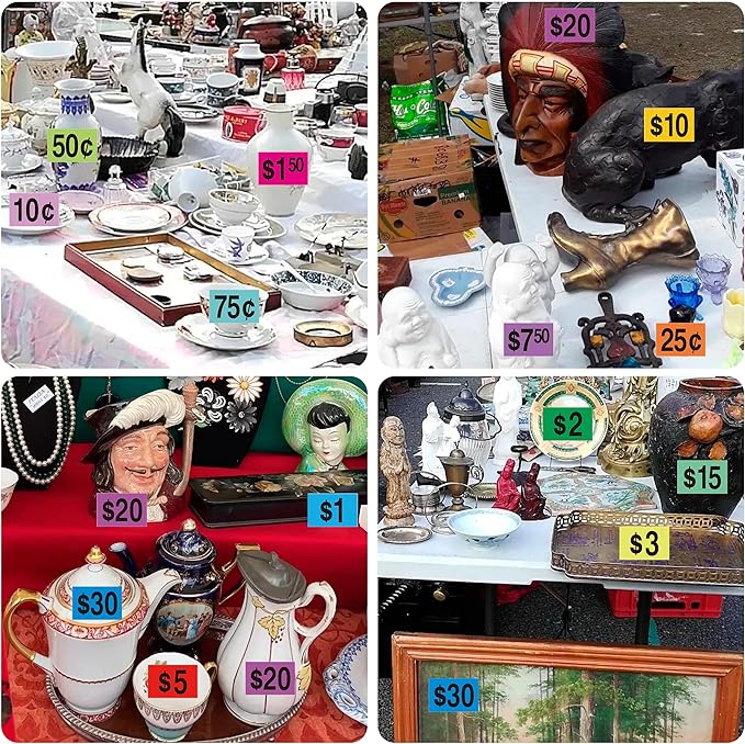 Garage Sale Stickers,1/2" X 3/4" Yard Sales Price Stickers,2025 Pcs Rectangle Preprinted Price Labels for Flea Markets,Retail Use