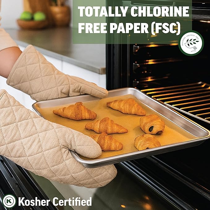 Zenlogy 18x26 (500 Sheets) Large Unbleached Parchment Paper Liners for High Heat Baking - Exact Fit for Your Commercial Full Size Sheet Pans
