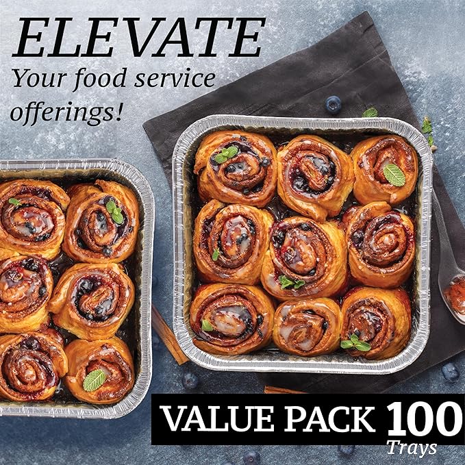 (110 Pack) 8x8 Foil Pans - 8 Inch Square Aluminum Pans - Disposable Baking Pans for Heating, Prepping Food & Baking Cakes - Aluminum Baking Pans Disposable - 8 x 8 Baking Pan - Bottom: 6.5x6.5