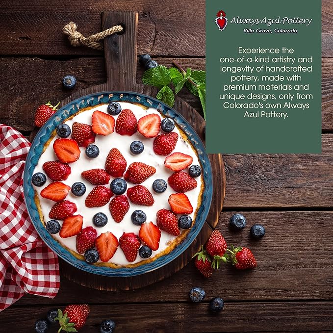ALWAYS AZUL POTTERY Fluted Pie Pan in Moonscape Glaze - Handmade Pottery Ceramic Bakeware - Versatile Stoneware & Cookware - Baking Plate Great for Pies, Tarts, Quiche and More
