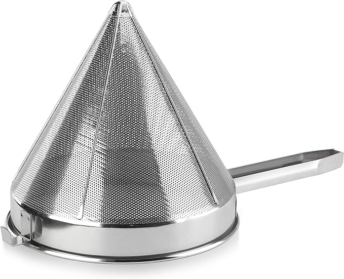 New Star Foodservice 34158 18/8 Stainless Steel China Cap Strainer, 12-Inch, Coarse Mesh