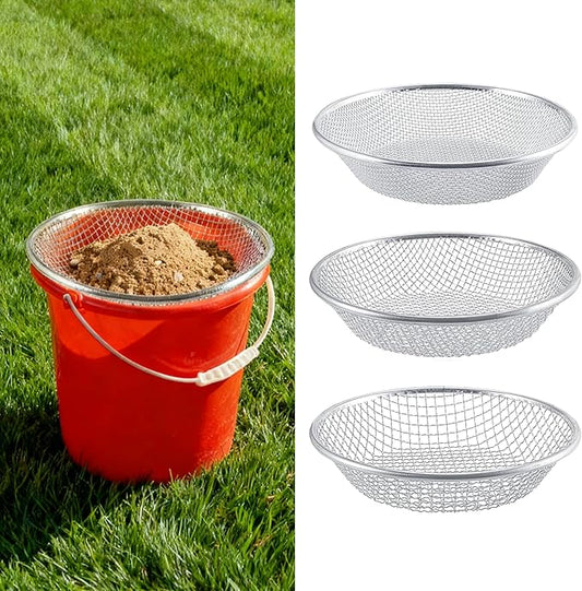 3PCS Soil Sifter for Gardening, Rock Sifter for 5gallon Bucket, Dirt Sifter Compost Sifter, Sifter for Gravel Sawdust Vermicompost