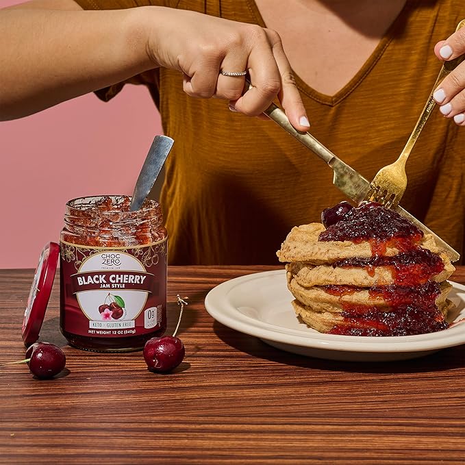 ChocZero Keto Black Cherry Jam - No Sugar Added, Low Carb, Keto Friendly, High in Fiber, Gluten Free, Naturally Sweetened with Monk Fruit (1 jar, 12 oz)
