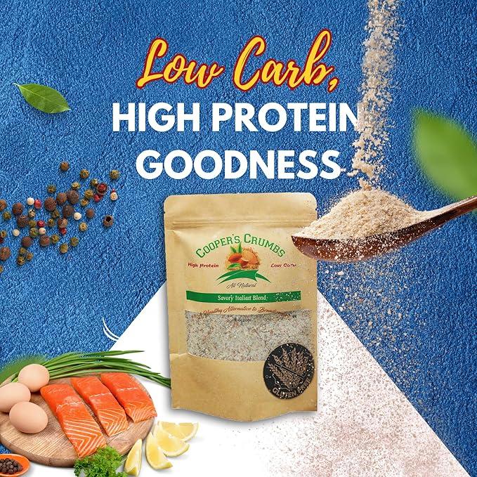Cooper's Crumbs All Natural Gluten Free Low Carb Bread Crumb Alternative, High Protein, Vegan, Certified Kosher, Paleo, Keto, Packaging may vary (Savory Italian Blend)