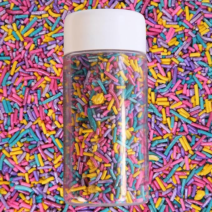 Confect Twinkle Toppings Rainbow Sprinkles – Custom Blend Multicolor Jimmies – Edible Toppings for Cake, Cupcake & Dessert Decorating – Vegan, Gluten-Free, Nut-Free, Soy-Free, Dairy-Free, Palm Oil-Free – 4.2 Oz