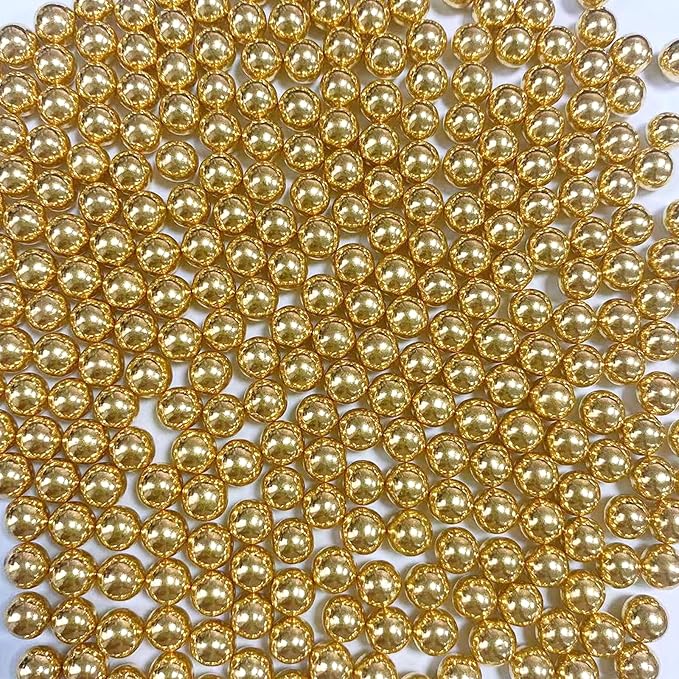 PhilaeEC Gold Peals 7mm Size Sprinkles for Cake Decoration Edible Candy Baking Cookie Cupcake Toppers Wedding Party Valentines Halloween Christmas Supplies 3.53oz