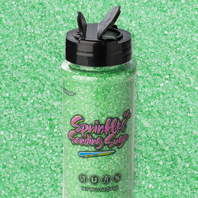 Sujoygar Green Saning Sugar Sprinkles, 5oz Edible Grass Green Sugar Crystals for Cocktails, Cake Sprinkles for Chocolate Ice Cream Toppings Cupcake Decoration Wedding Party Cookies Baking Dessert Food Supplies