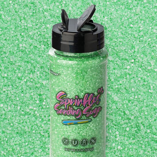 Sujoygar Green Saning Sugar Sprinkles, 5oz Edible Grass Green Sugar Crystals for Cocktails, Cake Sprinkles for Chocolate Ice Cream Toppings Cupcake Decoration Wedding Party Cookies Baking Dessert Food Supplies