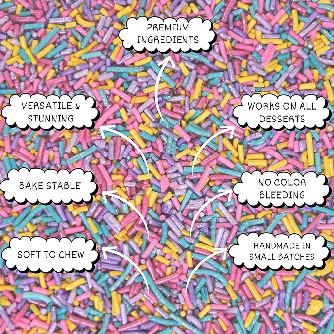 Confect Twinkle Toppings Rainbow Sprinkles – Custom Blend Multicolor Jimmies – Edible Toppings for Cake, Cupcake & Dessert Decorating – Vegan, Gluten-Free, Nut-Free, Soy-Free, Dairy-Free, Palm Oil-Free – 4.2 Oz