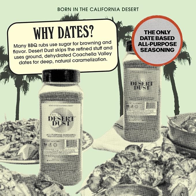 Desert Dust Savory Seasoning – Organic Date Sugar Gourmet Blend | Smoky, Sweet & Low-Glycemic | All-Purpose Rub for Chicken, Fish, Veggies & More | Gluten-Free, No MSG, No Brown Sugar (24oz)