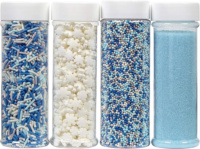 Wilton Winter Sprinkles Mega Set of 4, 16.6 oz, blue and white