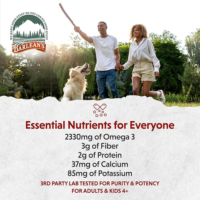 Barlean's Organic Flax Chia Coconut Seed Blend with 2,330 mg Omega 3 Fatty Acids, Fiber Supplement with Whole Chia Seeds and Ground Flaxseed, 12 oz, 2 Pack