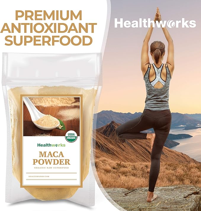 Healthworks Superfoods Organic Maca Powder Raw - 32 Oz / 2 Lbs - Certified Organic Flour Use - Keto, Vegan & Non-GMO - Premium Peruvian Origin - Breakfast, Smoothies, Baking & Coffee - Antioxidant