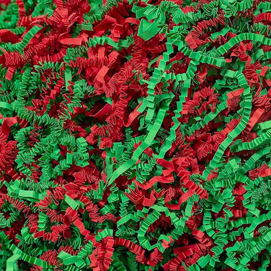 Mefleet 1 LB Crinkle Cut Paper Shred Filler Green & Red Crinkle Shredded Paper for Gift Box - Gift Basket Bag Filler - Grass Cushion Stuffing for Christmas Holiday Packaging Wrapping
