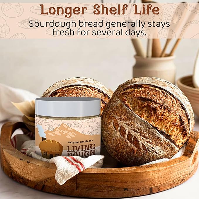Living Dough - Soviet Rye Sourdough Starter Culture - Active & Live Organic Sourdough Starter for Baking - For Artisanal Bread, Pizza Dough, Waffles & More