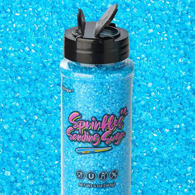 Sujoygar Blue Saning Sugar Sprinkles, 5oz Edible Navy Blue Sugar Crystals for Cocktails, Cake Sprinkles for Chocolate Ice Cream Toppings Cupcake Decoration Wedding Party Cookies Baking Dessert Food Supplies