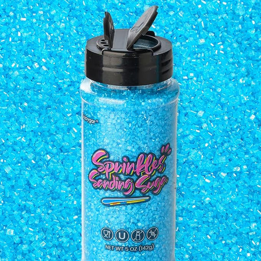 Sujoygar Blue Saning Sugar Sprinkles, 5oz Edible Navy Blue Sugar Crystals for Cocktails, Cake Sprinkles for Chocolate Ice Cream Toppings Cupcake Decoration Wedding Party Cookies Baking Dessert Food Supplies