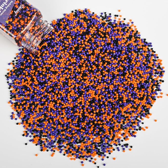 Nonpareils Sprinkles for Cake Decorating, Black & Orange Purple Sprinkles Perfect for Cupcake Toppers Wedding Party Valentines Halloween Christmas Supplies 3.52 Ounce