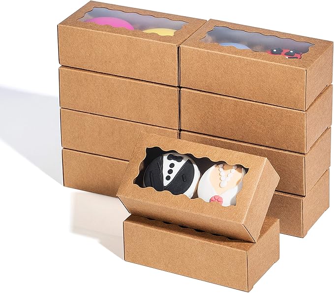 JCXGRVC small treat boxes with window - 100pcs candy box for chocolate & bakery treats Macaron Packaging for Wedding 4.17 x 2.16 x 1.37 inches macaron boxes for 2