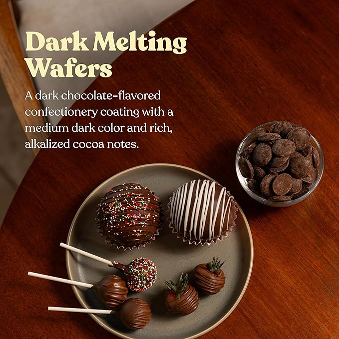Cambie Dark Chocolate Wafers, Melting Chocolate Candy Melts - 2 Pounds Baking Dark Chocolate For Dipping Chocolate Melts, Enrobing & Molding