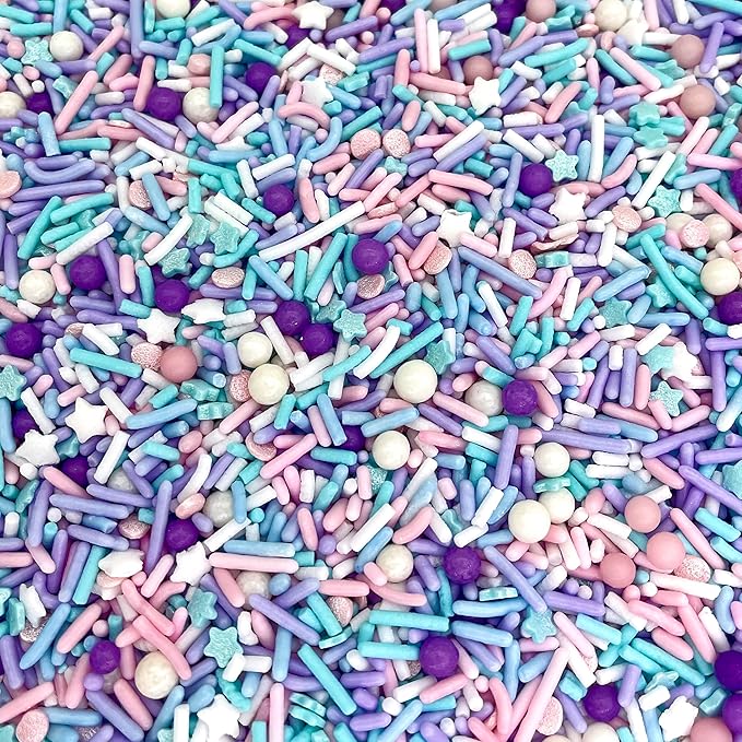 Manvscakes, pink sprinkles, valentines, cake sprinkles, gluten free, cookies, chocolate, fondant, princess topping, ice cream, edible, dessert decoration (Pink Blue)