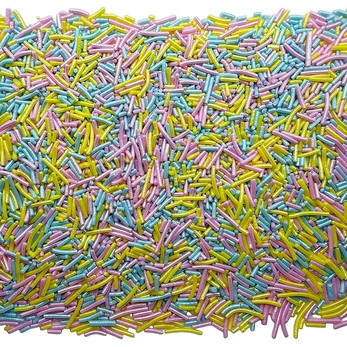 SE Si&Moos Baby Blue Pink and Yellow Jimmies Sprinkles Pink and Blue Sprinkles for Cake Decorating Edible Crunchy Jimmies for Topping Ice Cream, Cookies, Cakes, Cupcakes, Dessert Decorating 3 OZ