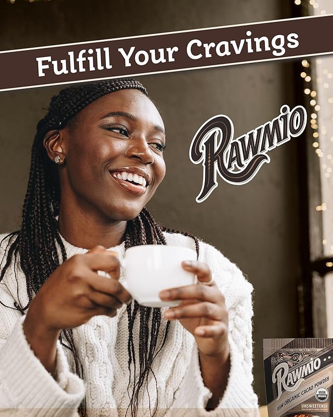 Rawmio Raw Organic Cacao Powder - Nutrient-Dense with Dietary Fiber, Iron, & Calcium - Rich & Creamy Raw Cacao for Drinking or Baking - Organic Cocoa Powder Alternative - 16 oz, Pack of 3