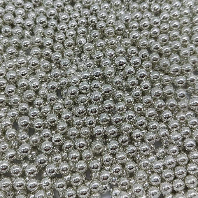Edible Silver Pearl Sugar Sprinkles Candy 4mm Mini Pearls Cake Decorations Cupcake Toppers Cookie Decorating Perfect for Wedding Party Valentine Halloween Christmas Supplies 3OZ