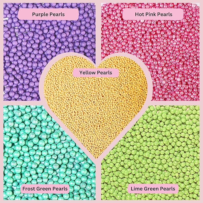 Confect Pearl Sprinkles – Tropical Summer 5 Pack Dragees Mix (Purple, Teal, Sea Green, Yellow & Bright Pink) – Fun & Festive Cake and Cupcake Decorations – Vegan, Gluten-Free, Nut-Free, Soy-Free, Dairy-Free, Palm Oil-Free, No Artificial Dyes- 5 Oz