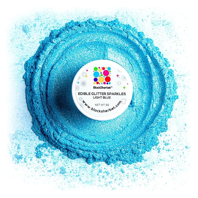 Blacksherbet Light Blue Edible Glitter for Drinks 5 Grams | KOSHER Certified | Drink Glitter and Luster Dust for Cake, Cake Pops, Edible Glitter Cocktails Food, Cocktail glitter