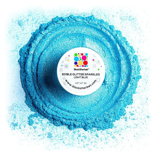 Blacksherbet Light Blue Edible Glitter for Drinks 5 Grams | KOSHER Certified | Drink Glitter and Luster Dust for Cake, Cake Pops, Edible Glitter Cocktails Food, Cocktail glitter
