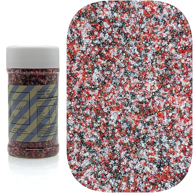 Dynastang Red & Black & White Sanding Sugar Sprinkles Edible Sugar Crystals Cake Decoration Cupcake Toppers Cookie Decorating Perfect for Cakes, Cupcakes, Desserts Toppings 3OZ