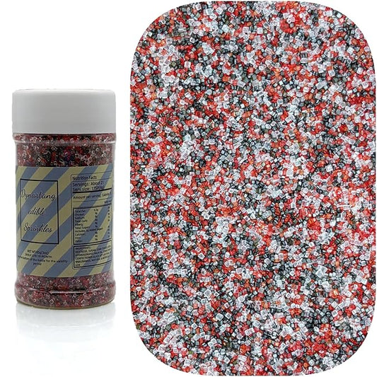 Dynastang Red & Black & White Sanding Sugar Sprinkles Edible Sugar Crystals Cake Decoration Cupcake Toppers Cookie Decorating Perfect for Cakes, Cupcakes, Desserts Toppings 3OZ