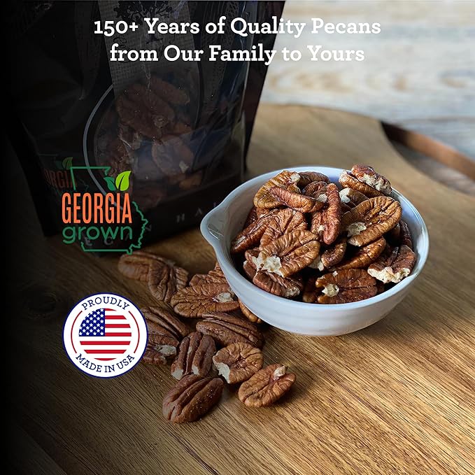 HUDSON PECAN COMPANY | Fresh Delicious Fancy Georgia Pecan Halves | Local, Gluten-Free, Keto-Friendly & Kosher Certified | Perfect for Baking, Cooking, Desserts & Snacking, 12 oz Resealable Bag
