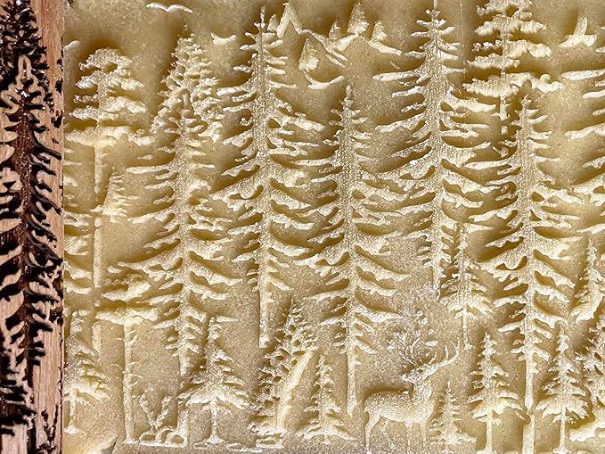 3 mini Embossed Rolling Pin Set WILD with Bees, Meadow and Forest Patterns by Algis Crafts for Cookies and Pottery by Algis Crafts