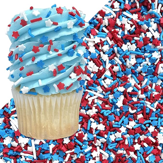 Sprinkles | Patriotic sprinkles | Red white and blue sprinkles | American sprinkles | Cookie sprinkles | July 4th sprinkles | Manvscakes | Chocolate,Potato | Non Toxic