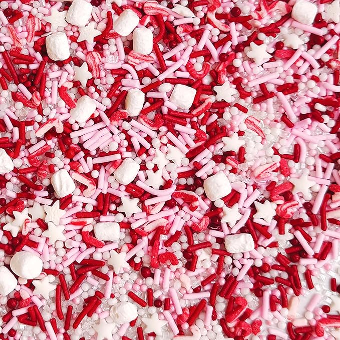 Fancy Sprinkles Limited Edition Holiday Santa's Breath Crunchy Sprinkles Hot Cocoa Topper, Peppermint Candy Cane, Tiny Marshmallows, Nonpareils and Shimmery Sugars (0.5c)