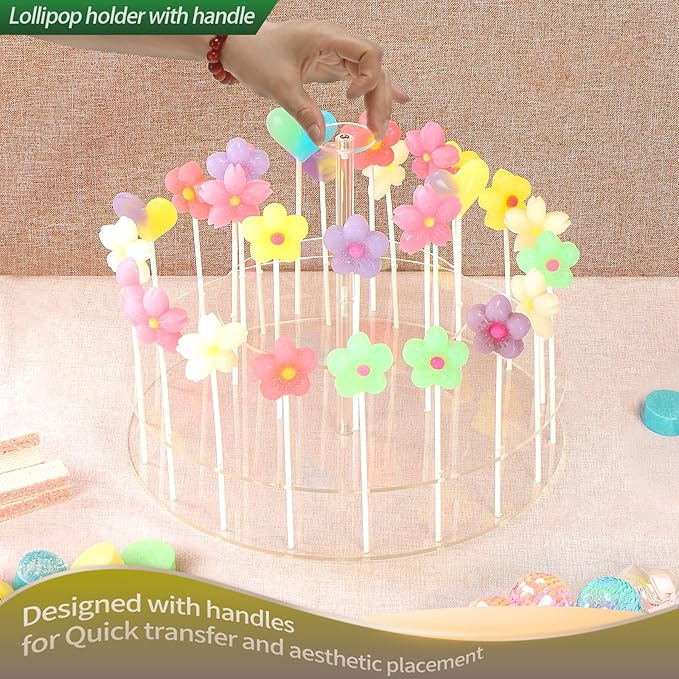 Acrylic Cake Pop Display Stand,Circle Lollipop Holder,3 TierCakepop Displaying Sweets, Cake Pops,Lollipops Stand for Parties and Events