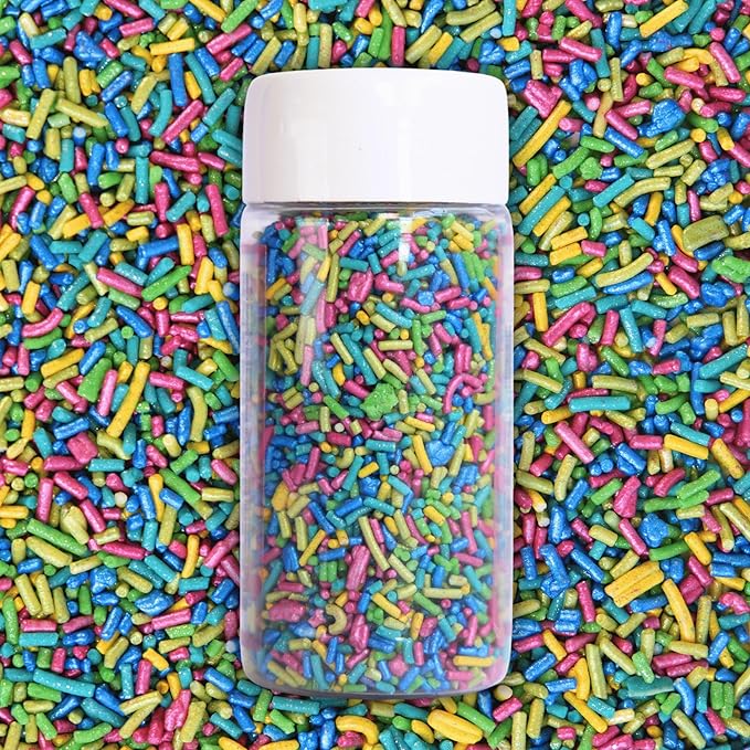 Confect Neon Rainbow Sprinkles Mix | Custom Blend Jimmies for Cake & Cookie Decorating – Edible Multicolor Toppings for Baking | Vegan, Dairy-Free, Palm Oil-Free- 4.2 Oz (Neon Burst)