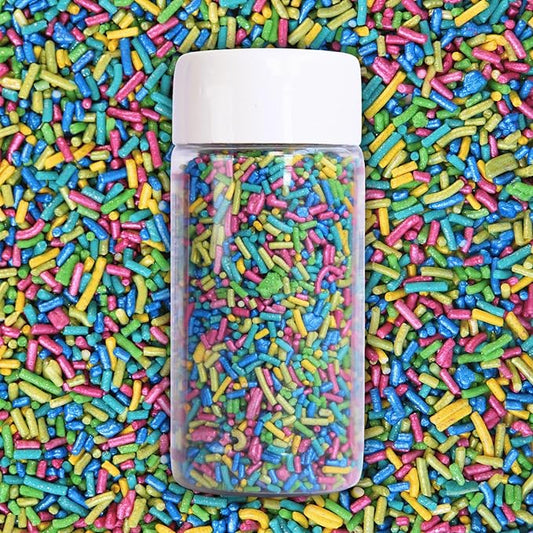 Confect Neon Rainbow Sprinkles Mix | Custom Blend Jimmies for Cake & Cookie Decorating – Edible Multicolor Toppings for Baking | Vegan, Dairy-Free, Palm Oil-Free- 4.2 Oz (Neon Burst)