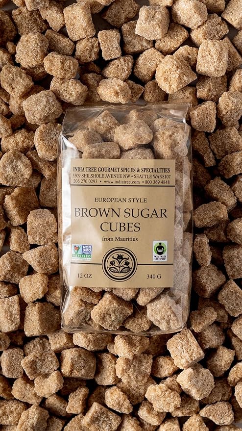 India Tree Brown Sugar Cubes from Mauritius - 1.1 lb Pantry Pak - Unrefined Demerara Cane Sugar - Non-GMO Fair Trade Natural Sweetener for Coffee, Tea, and Baking