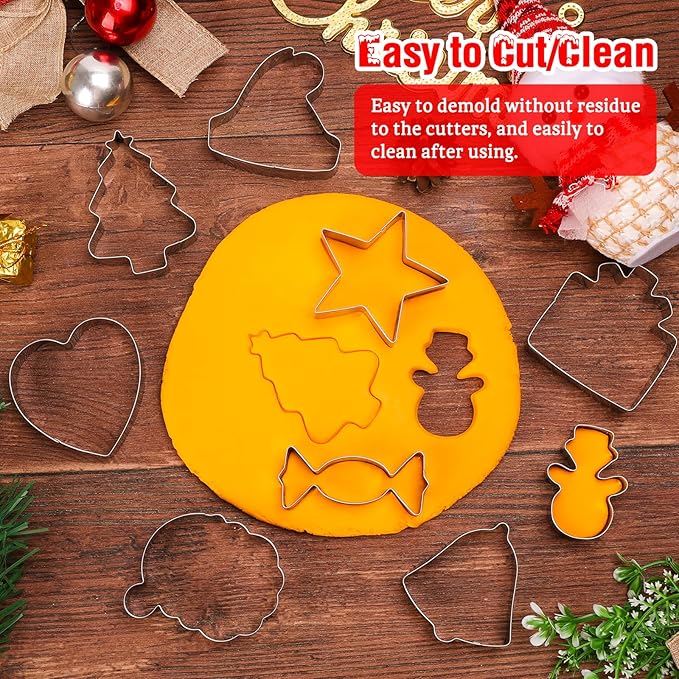 14-Piece Christmas Cookie Cutter Set - Classic Christmas Patterns, Food-Grade Stainless Steel, Easy Demold & Perfect for Holiday Baking