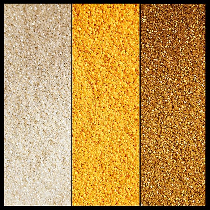 Confect Sparkling Sugar Sprinkle Mix – Edible Black, Silver, White, Yellow & Champagne Gold Sugar Crystals – Decorative Baking Toppings for Cakes, Cupcakes & Cookies – Vegan, Gluten-Free, Nut-Free, Soy-Free, Dairy-Free, Palm Oil-Free -Dye-Free-5 Oz