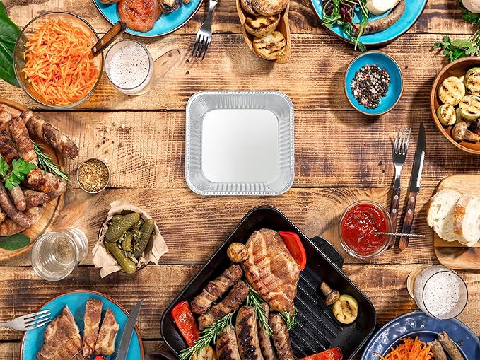 WANBAO 20 Pack Foil Pans with Lids 8 X 8 Inch Disposable Aluminum Tin Foil Baking Pans Meal Prep for Catering, Baking Cakes, Breads, Brownies, Bread, Meatloaf, Lasagna