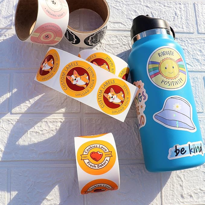 Custom Stickers Label Rolls, Build Your Own Stickers/Labels Any Design Premium Gloss BOPP Sticker, Personalized for Business Logo, Printed Sticker Labels 50+