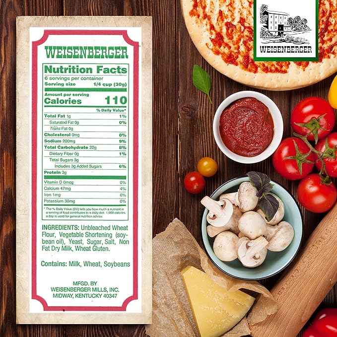 Weisenberger Pizza Crust Mix, 6.5 Ounce - Premade Pizza Dough Flour for Homemade Pizza, Breadsticks, Flatbread, or Calzones - 3 pack