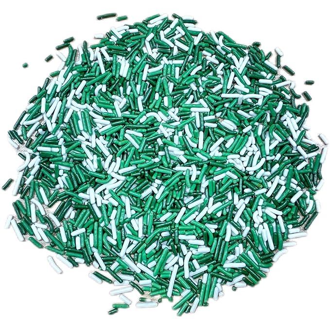 Sentovac Edible Green and White Mixing Jimmies Sprinkles for Cake Decorating Baking | Cupcake Toppers Cake Decorations| Celebrations Wedding Shower Party Chirstmas Supplies 78g/2.75oz