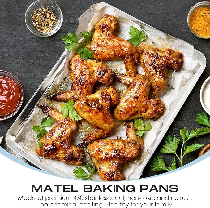 Zopeal 12 Pieces Baking Sheet Pan Cookie Sheet Set for Oven Stainless Steel Trays Nonstick Small Serving Tray Cake Toaster Metal Food Trays, Oven and Dishwasher Safe(16 x 12 x 1 Inch)