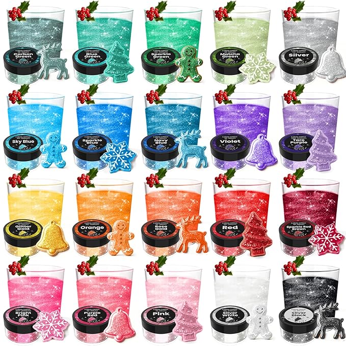 Edible Glitter for Drinks - 20 Glimmer Colors Luster Dust Edible, Food Grade Vegan Shimmering Cake Decorating Edible Glitter for Cocktail, Cakes, Chocolate, Strawberries, Beverage - 2g/bottle