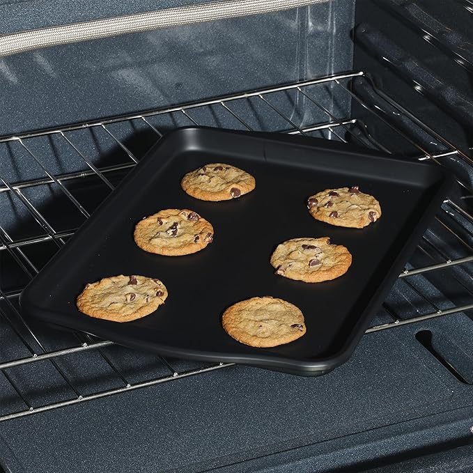 Oster Teston 15 x 10 Inch Cookie Baking Sheet, Nonstick Carbon Steel Bakeware Pan, Matte Black, PFAS-Free, Warp-Resistant, Oven-Safe